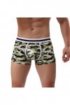 Sous-vêtements doublés pour homme - Décontracté - Camouflage - Solide - En coton - Boxer confortable, vert, L