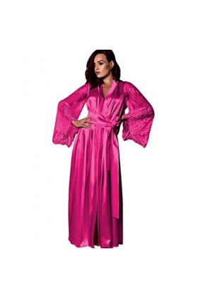 FGUUTYM Sexy Sexy Femmes Dentelle Satin Sous-Vêtements Soie Robe de Nuit Sexy Robe Femme Robe en Maille, Rose, XXL