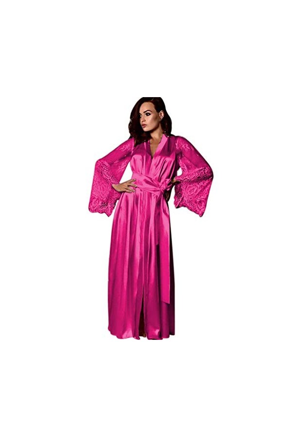 FGUUTYM Sexy Sexy Femmes Dentelle Satin Sous-Vêtements Soie Robe de Nuit Sexy Robe Femme Robe en Maille, Rose, XXL