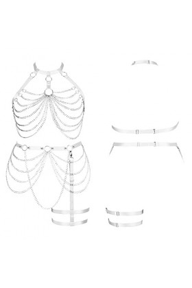 Femmes Body Harnais Soutien-Gorge Grande Taille Cage Soutien-Gorge Bas Mode Jarretière Ensemble Punk Gothique Carnaval Danse 