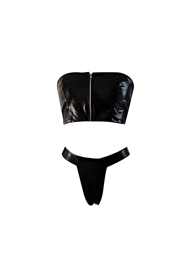 Lingerie Femme Sexy Ensemble Homme Sexy Hot y.2k Zipper Patchwork Sexy Bodydoll Cuir découpé Lingerie sous-vêtements Body Rou