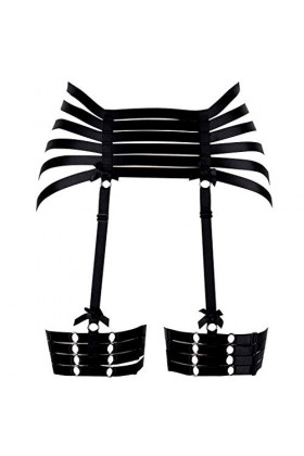 BboHSS Body Harness Punk Jambières Cage Gothique Bas Réglable Carnaval Danse Costume Accessoires - Noir - taille unique