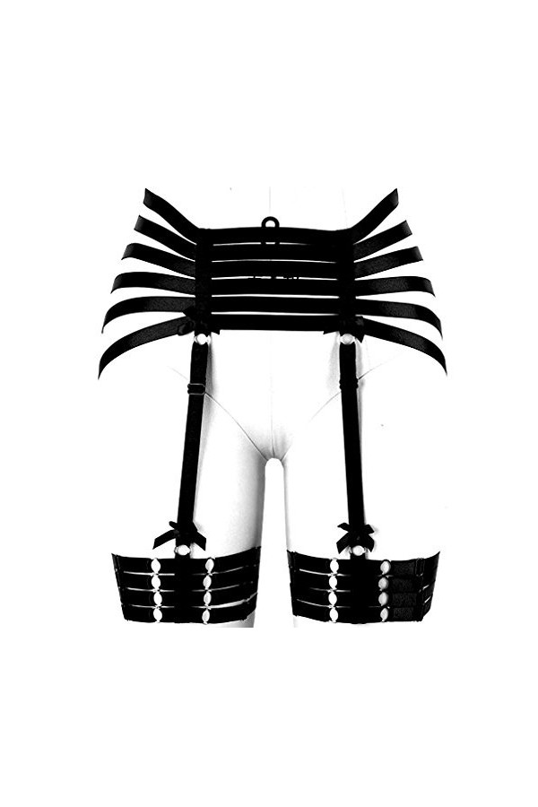 BboHSS Body Harness Punk Jambières Cage Gothique Bas Réglable Carnaval Danse Costume Accessoires - Noir - taille unique