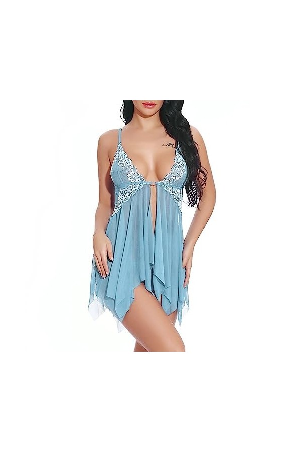 Ensemble de Lingerie Erothique Sexy Hot Dentelle Avant Femmes Lingerie Fermeture pour Lingerie Maillage Cou dormeur Dentelle 