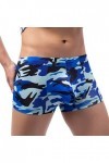 Boxer tricoté sexy pour homme - Camouflage - Taille basse - Pour homme, bleu, M