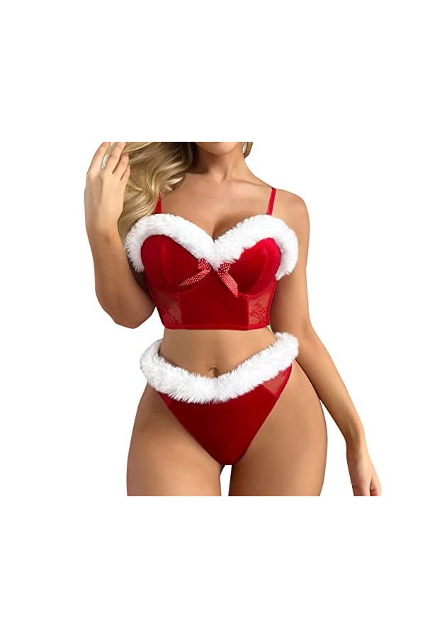 Noël Lingerie Sexy Lingerie Sexy Femme Dentelle Soutien-gorge Érotique Confortable Doux Transparent Babydoll Sous-vêtements e