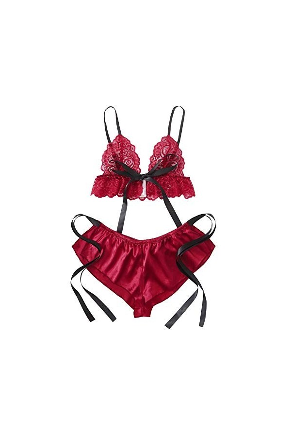 liaddkv S-3XL Soutien-gorge Yourhose Sleepige S-3XL Femmes Pyjamas Cadeaux pour Femmes Noël, rouge, M