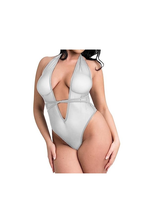 liaddkv Sexy und Bequeme 1-teilige Sexy Unterwäsche für Damen in großer Größe Mesh Hemdchen Dessous, Blanc., 5X-Large