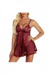 liaddkv Ensemble de pyjama et sous-vêtements pour femme - En dentelle - Sexy - Culotte sexy, Bordeaux, XXXL