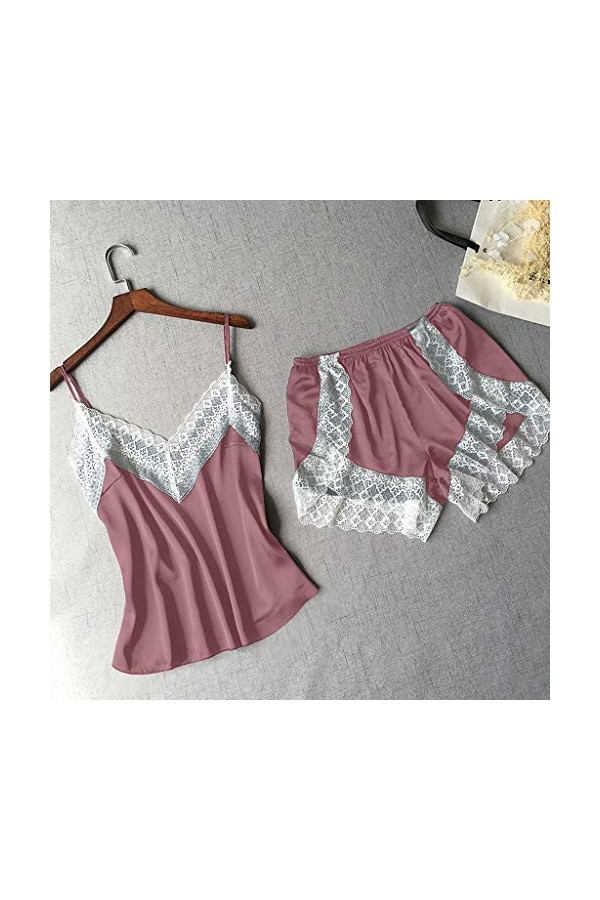 liaddkv Lot de 2 sous-vêtements pour femme sexy robe de nuit pour pyjama, lingerie string ouvert, Rouge pastèque, S