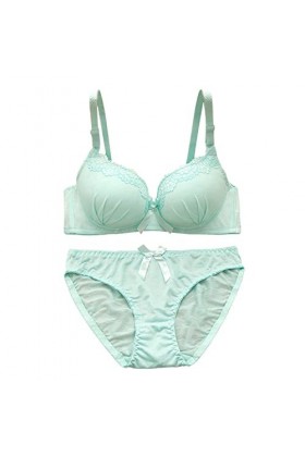 liaddkv Ensemble de lingerie sexy en dentelle douce et transparente avec soutien-gorge et culotte en dentelle florale, bleu c