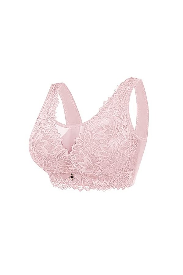 Soutien-gorge sans fermeture avant - Soutien-gorge sans bonnets non rembourrés avec fleurs - Dentelle - Lingerie avec armatur