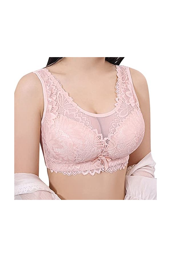 Soutien-gorge sans fermeture avant - Soutien-gorge sans bonnets non rembourrés avec fleurs - Dentelle - Lingerie avec armatur