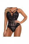 liaddkv Sexy Fashion Lace Sous-vêtements en dentelle avec anneau en acier, Noir , M