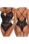 liaddkv Sexy Fashion Lace Sous-vêtements en dentelle avec anneau en acier, Noir , M