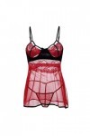 liaddkv Pyjama sexy sans fil en dentelle pour femme, rouge, XL