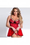liaddkv Pyjama sexy sans fil en dentelle pour femme, rouge, XL