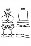 Harnais de corps pour femme - Motif pentagramme - Grande taille - Ensemble de soutien-gorge, bas, jarretelles élastiques, got