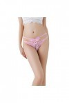 UOWEG sous-vêtements Dames Thong Culottes Sexy Briefs Bragas Thong Dentelle Pantalon Mot Femmes Lingerie Noir Satin Pink, On