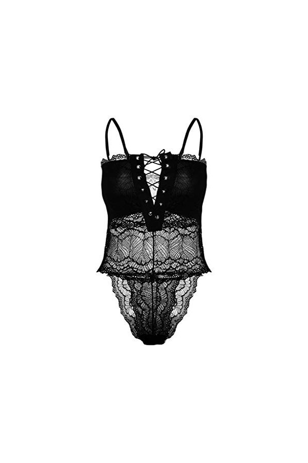 Combinaison sexy en V pour femme, Noir , M