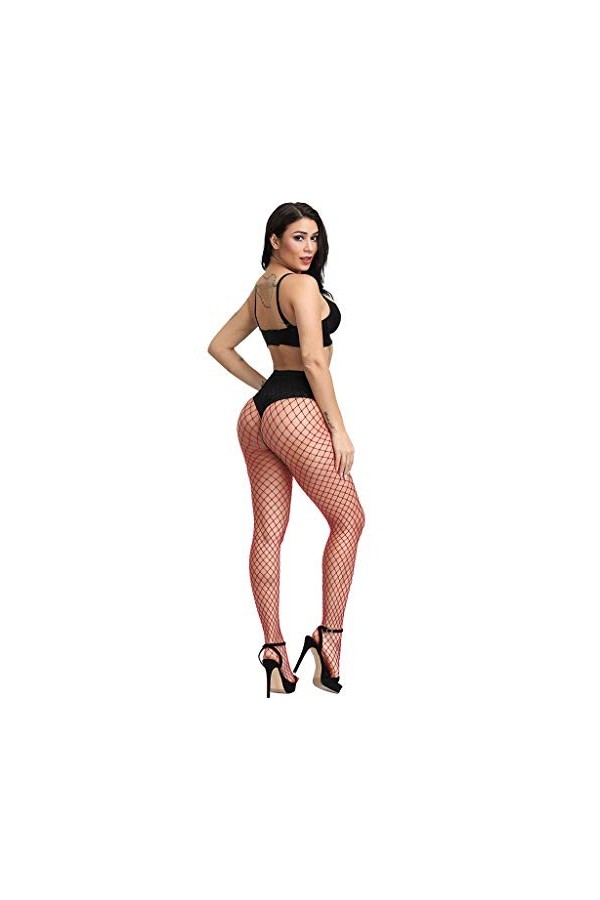 UOWEG Transparent Sexy Femmes Body érotique Lingerie Doux résille Collants Dentelle intimes Lingerie Hiver Red, One Size 