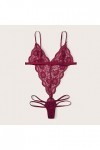 Lingerie sexy en dentelle pour femme, Bordeaux, L