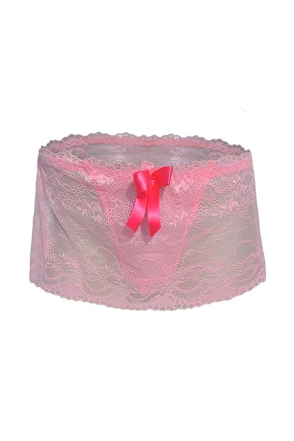 BreakEgg String en dentelle pour homme - Taille basse - Sous-vêtements sexy pour homme - Lingerie de nuit bombée sur le devan