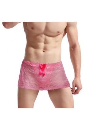 BreakEgg String en dentelle pour homme - Taille basse - Sous-vêtements sexy pour homme - Lingerie de nuit bombée sur le devan