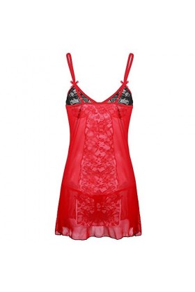 Luckywaqng Femmes Bowknot Look Sexy Clubwear Vêtements de Nuit Sexy Sous-vêtements Ensemble de Lingerie Femme Bleu, rouge, XL