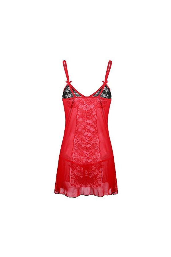 Luckywaqng Femmes Bowknot Look Sexy Clubwear Vêtements de Nuit Sexy Sous-vêtements Ensemble de Lingerie Femme Bleu, rouge, XL