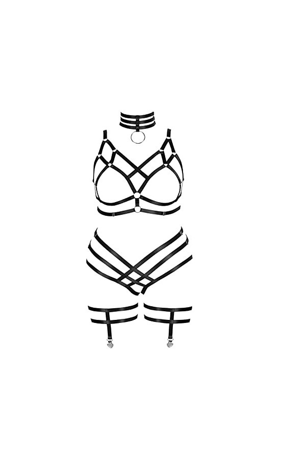 Femmes Bretelles Soutien - Gorge Mode Oversize Cage Soutien - Gorge Encolure Bas Garter Set Punk Gothique Halloween Dance Cos