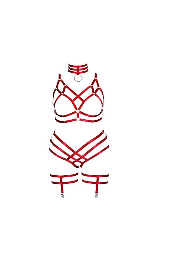 Femmes Bretelles Soutien - Gorge Mode Oversize Cage Soutien - Gorge Encolure Bas Garter Set Punk Gothique Halloween Dance Cos