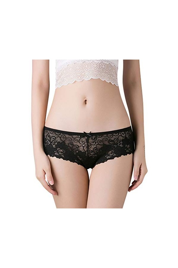 UOWEG Sexy Thong Culottes Mots Briefs Dentelle Femmes Pantalon sous-vêtements Bragas Thong Lace Lingerie Set Black, One Size