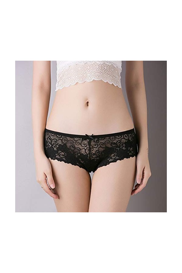 UOWEG Sexy Thong Culottes Mots Briefs Dentelle Femmes Pantalon sous-vêtements Bragas Thong Lace Lingerie Set Black, One Size