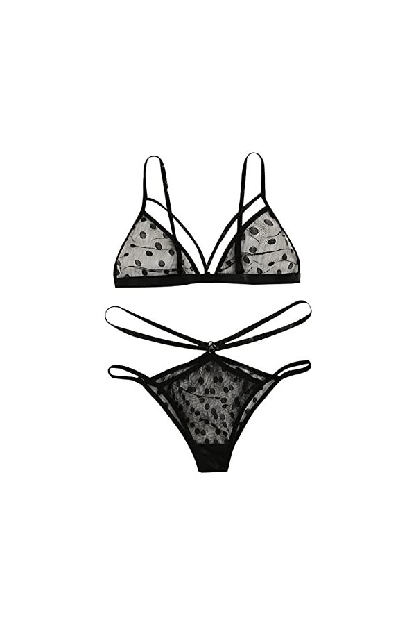 LDadgf Lingerie sexy Wave Point en polyester à enfiler pour femme Rouge Avec porte-jarretelles, Noir , XL