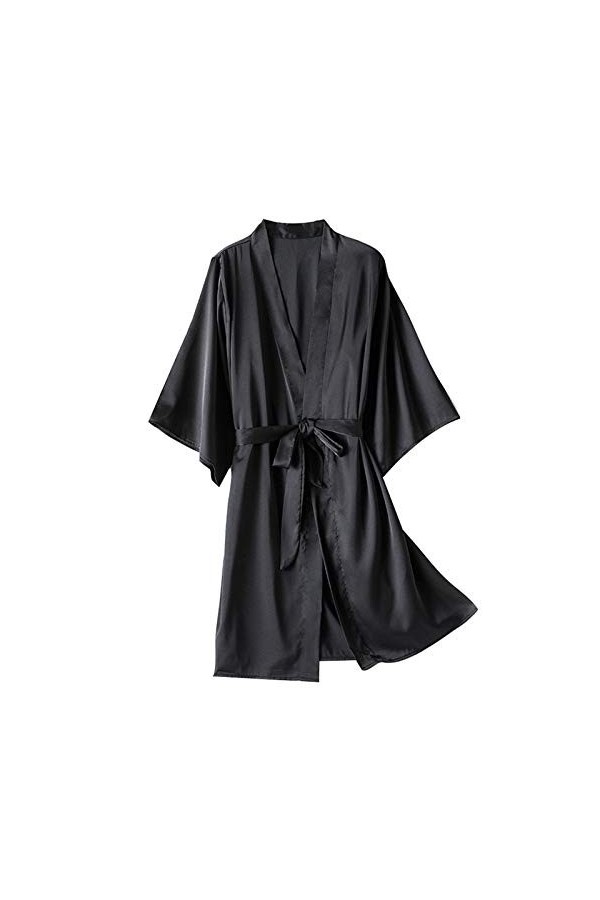 IQYU Ensemble lingerie sexy pour femme - Robe de nuit sexy en satin de soie - Sous-vêtements sexy - Rouge, Noir , XL