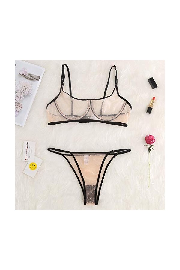 Vêtements De Nuit Femme Sexy Lingerie Sexy Ensemble 2 Pièce sous-Vetements Erotique Ensemble Soutien Gorge et String Dentelle