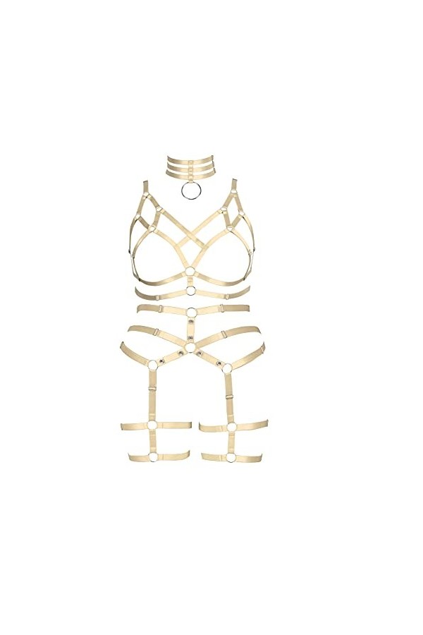 Femmes Bretelles Soutien - Gorge Mode Grand Soutien - Gorge Cage Encolure Bas Garter Set Punk Gothique Carnaval Dance Costume