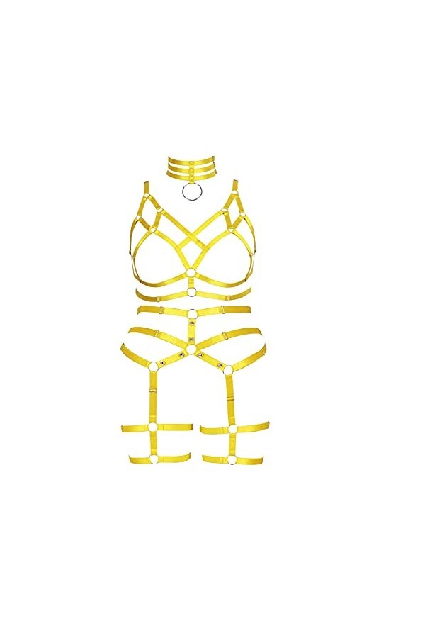 Femmes Bretelles Soutien - Gorge Mode Grand Soutien - Gorge Cage Encolure Bas Garter Set Punk Gothique Carnaval Dance Costume