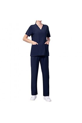 Gefomuofe Ensemble unisexe à enfiler et pantalon à enfiler - Blouson à enfiler - Avec pantalon - Bleu, Marine, XL