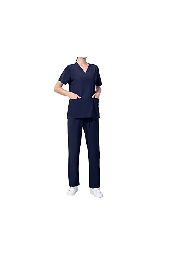 Gefomuofe Ensemble unisexe à enfiler et pantalon à enfiler - Blouson à enfiler - Avec pantalon - Bleu, Marine, XL
