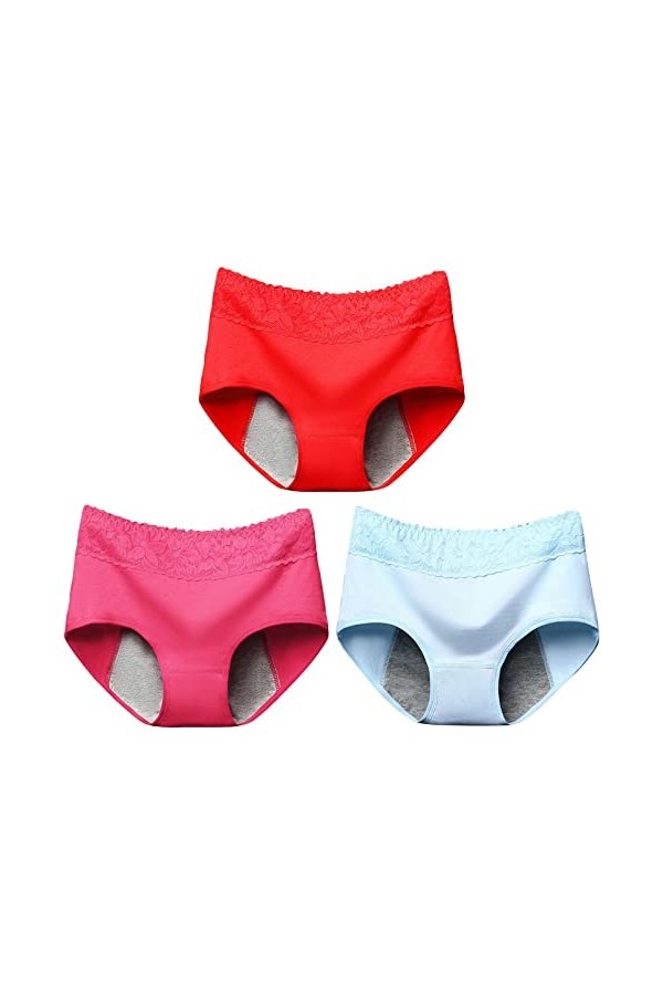 Culottes Menstruelles Femme Taille Mi-Haute Culotte Coton Ultra Minces Lingerie Stretch Boxer Fit Douce Slips Absorbante Tent