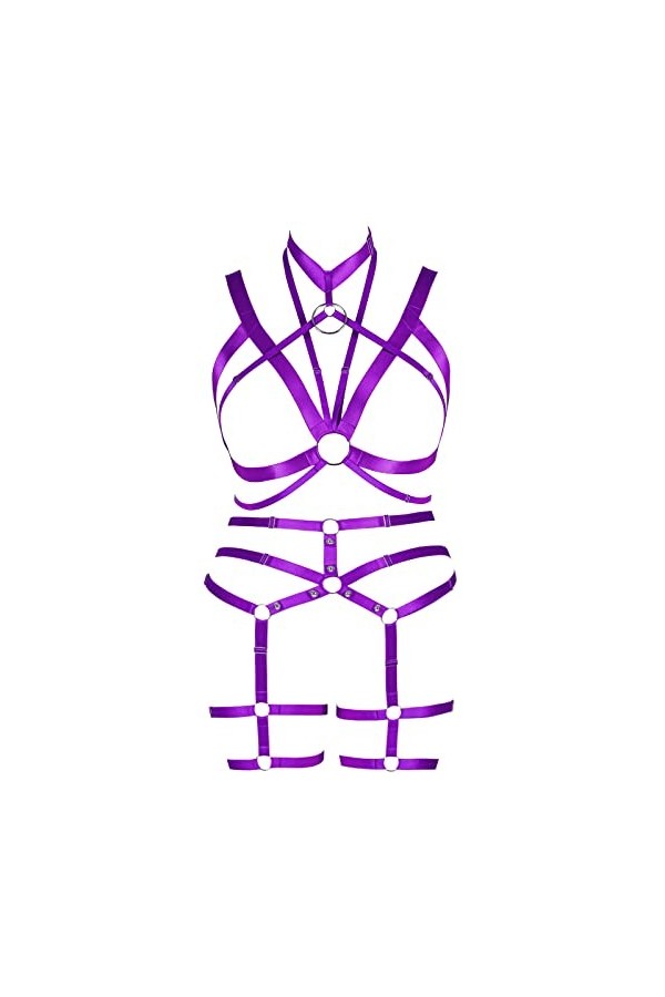 Femmes Corset Mode Soutien - Gorge Grande Cage décolleté Bas Garter Set Punk Gothique Carnaval Dance Costume 1 Noir 