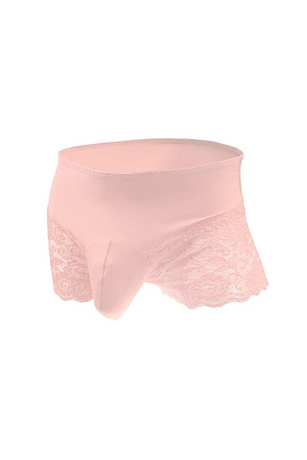 Générique String Homme Sexy Hot Dentelle Slips Boxer sous-vêtements Sexy en Dentelle de Glace pour Hommes Jean Chrétien Pink