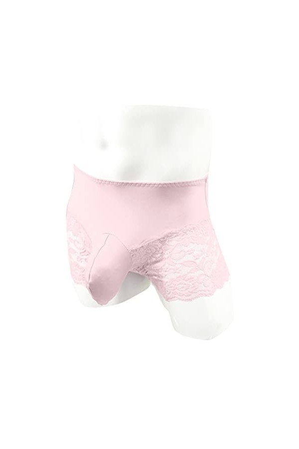 Générique String Homme Sexy Hot Dentelle Slips Boxer sous-vêtements Sexy en Dentelle de Glace pour Hommes Jean Chrétien Pink