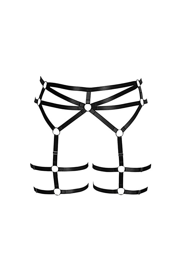 BBOHSS Body Harness Plus Size Punk Jarretière de jambe Lingerie Cuisse Bas gothique Carnival Accessoires 12 couleurs, noir a,