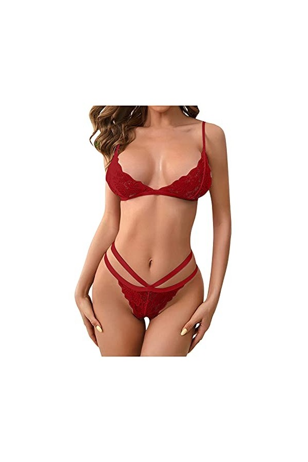 Femme Lingerie Sexy Ensemble 2 Pièce Ensemble Soutien Gorge et String Erotique Vêtements De Nuit Dentelle sous-Vetements Sexy