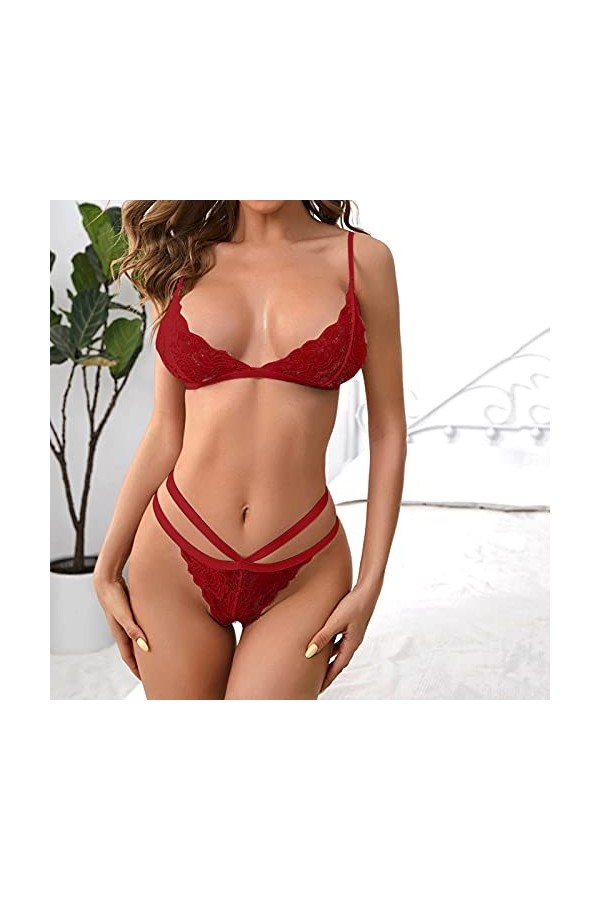 Femme Lingerie Sexy Ensemble 2 Pièce Ensemble Soutien Gorge et String Erotique Vêtements De Nuit Dentelle sous-Vetements Sexy