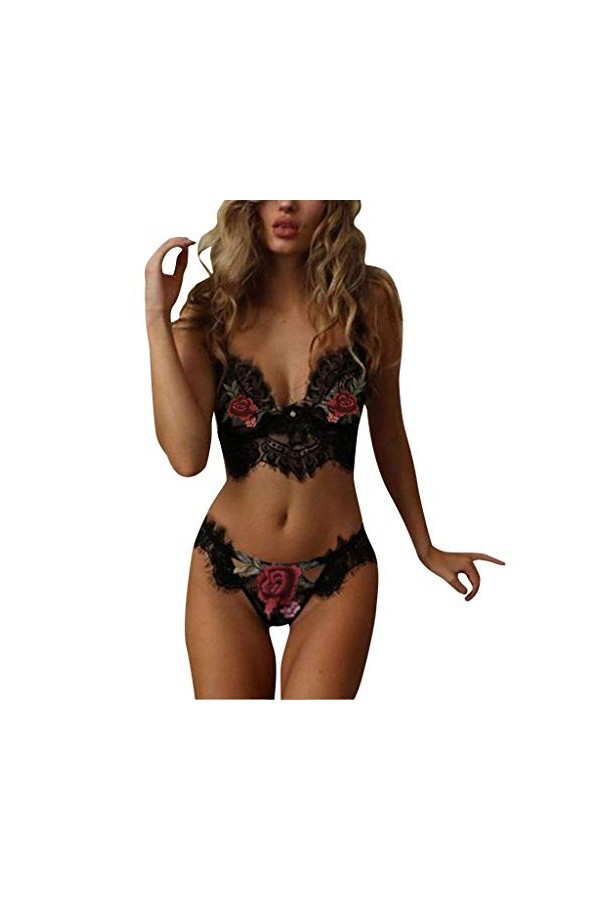 Lingerie Sexy Ensemble Femme Erotique Vêtements De Nuit Dentelle sous-Vetements 2 Pièce Ensemble Soutien Gorge et String Sexy