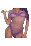 Lingerie Femme Sexy Ensemble Homme Sexy Hot y28.k Lingerie Sexy en Maille Moelleuse pour Femmes Photo Lingerie Purple, M 